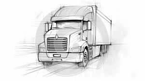 Minimalistic Pencil Drawing Of A Truck In Motion Blur Style