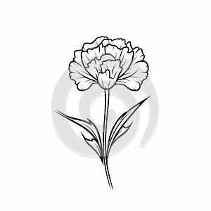 Minimalistic Peony Flower Illustration In Black And White Vector