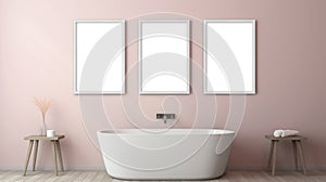 Minimalistic Pink Bathroom Mock-up With Frameless Photos