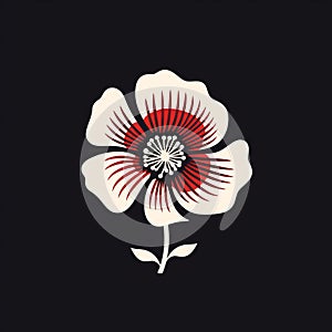 Minimalistic Poppy Flower Logo On Black Background