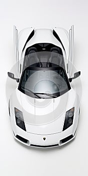 Minimalistic Portrait Of A White Car With Open Top