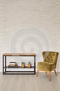 Minimalistic rack and armchair
