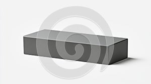 Minimalistic rectangular grey box packaging mockup with sharp edges and clean design