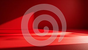 Minimalistic Red Room with Light and Shadow Gradient Effect, Empty Space