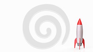 Minimalistic Red and White Rocket on Clean White Background 3d render