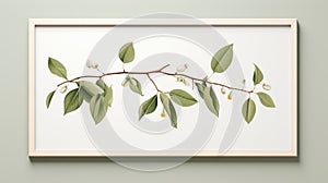 Minimalistic Scandinavian Style Botanical Poster With Acrylic Print Of Leaves