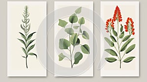 Minimalistic Scandinavian Style Botanical Poster With Yellow Plants