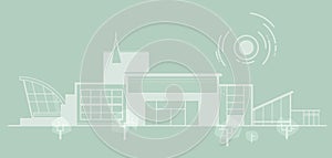 A minimalistic schematic architectural panorama