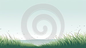 Minimalistic Seagull Flying Over Grass: Uhd Image With Free Brushwork