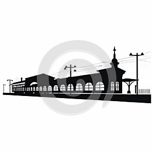 Minimalistic Silhouette Of Italianate Train Station