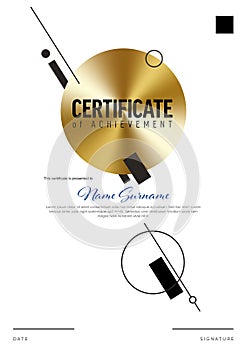 Minimalistic simple a4 diploma certificate template in japan style with golden accent photo