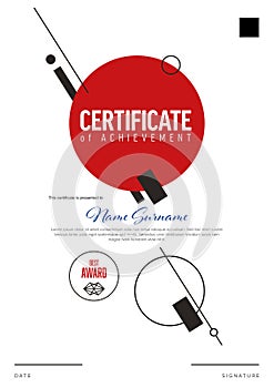 Minimalistic simple a4 diploma certificate template in japan style photo