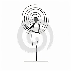Minimalistic Social Media Art: Man Holding Circular Vibration Sound