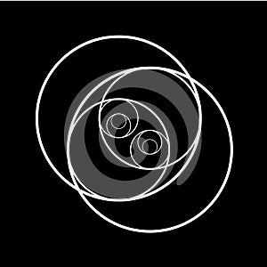 Minimalistic style design. Golden ratio. Geometric shapes. Circles in golden proportion. Futuristic design. Logo. Vector