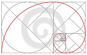 Minimalistic style design. Golden ratio. Geometric shapes. Circles in golden proportion. Futuristic design. Logo. Vector icon.