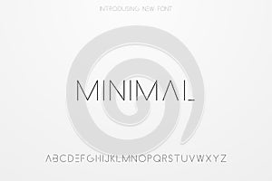 Minimalistic stylish contemporary font. Vector English alphabet. Futuristic simple one line design. Latin letters