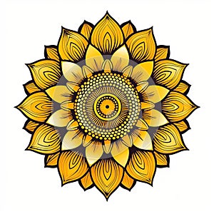 Minimalistic Sunflower Tattoo Design With Mandalas And Floral Patterns