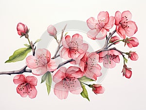 Minimalistic Superb Watercolor Illustration of Spring Flowers in Bloom AI Generated