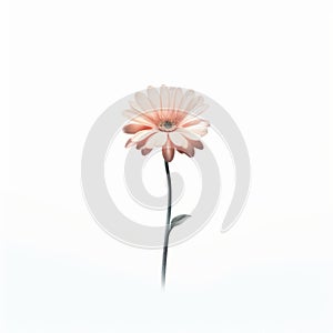 Minimalistic Surrealism: Pink Flower On White Background photo