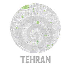 Minimalistic Tehran city map icon.