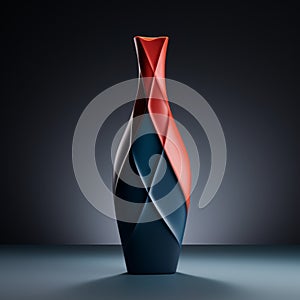 Minimalistic Television Shape Vase In Red, Blue, And Black