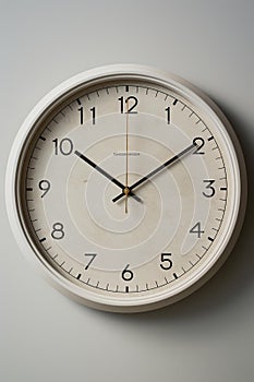 Minimalistic Time: Close-up of a 12-inch Circular Wall Clock and 8.5x11 Monthly Calendar on Light