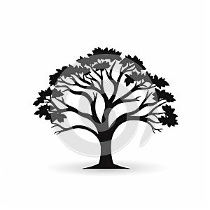 Minimalistic Tree Silhouette Design On White Background