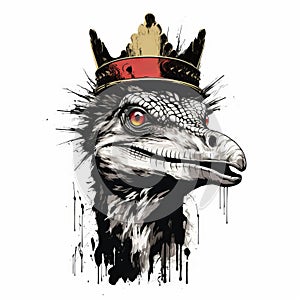 Minimalistic Troodon Crown Drawing In Basquiat Style