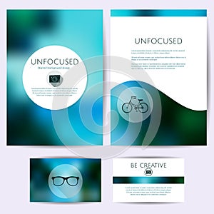 Minimalistic unfocused design, set of templates. Identity, branding for cards, folders.