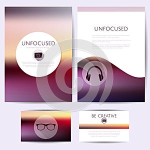 Minimalistic unfocused design, set of templates photo