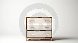 Minimalistic Upholstered Chest Of Drawers With Golden Frame