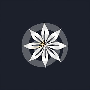 Minimalistic Vector Flower Logo In Light Navy And Light Gold