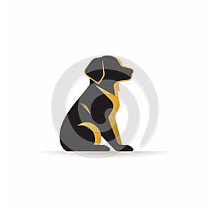 Black And Yellow Dog Logo With Quiet Contemplation Style photo