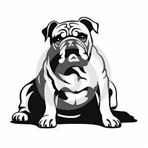High Quality Black And White Bulldog Illustration