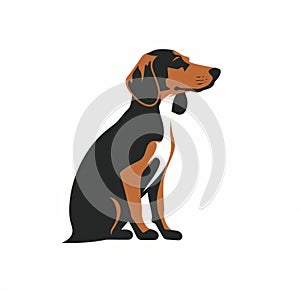 Black And Orange Beagle Dog Sitting On White Background