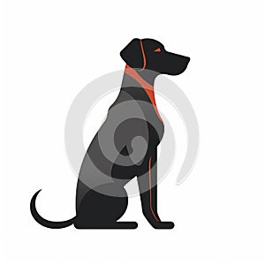 Black And Red Silhouetted Dog: Graphic Design-inspired Illustration