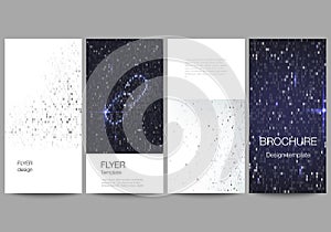 The minimalistic vector illustration of the editable layout of flyer, banner design templates. Binary code background