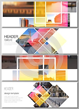 The minimalistic vector illustration of the editable layout of headers, banner design templates. Creative trendy style