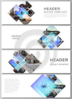 The minimalistic vector illustration of the editable layout of headers, banner design templates. Creative trendy style