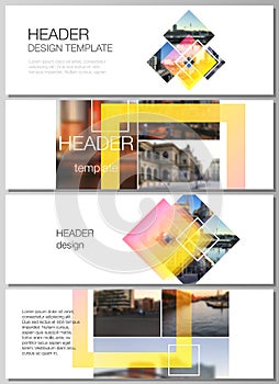 The minimalistic vector illustration of the editable layout of headers, banner design templates. Creative trendy style