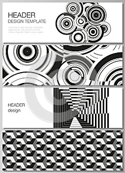 The minimalistic vector illustration of the editable layout of headers, banner design templates. Trendy geometric