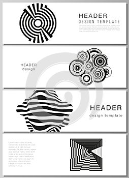 The minimalistic vector illustration of the editable layout of headers, banner design templates. Trendy geometric