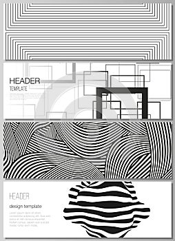 The minimalistic vector illustration of the editable layout of headers, banner design templates. Trendy geometric