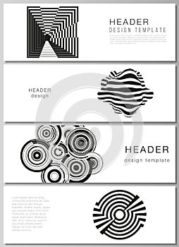 The minimalistic vector illustration of the editable layout of headers, banner design templates. Trendy geometric