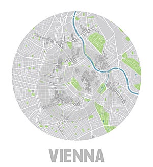 Minimalistic Vienna city map icon.