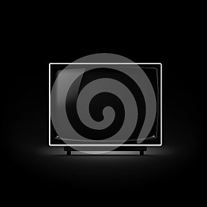 Minimalistic Vintage Tv Vector On Black Background