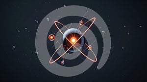 Minimalistic visualization of atomic particles with electron orbits, photo