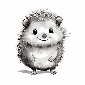 Minimalistic Whimsical Clipart Drawings Of Black And White Hedgehog photo