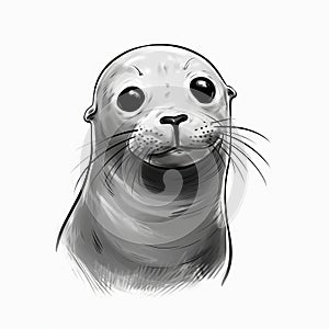 Minimalistic Whimsical Clipart Drawings Of Seal photo