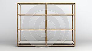 Minimalistic White Background Etagere With Golden Thin Frame For Canvas